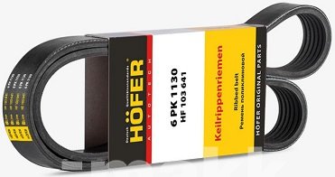 Ремень поликлиновой 6PK1130 Renault Logan, LADA Largus 16 кл. б/ГУР, б/конд. HF 103 641 Hofer