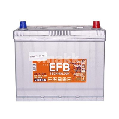 Аккумуляторная батарея 80 Ач Титан Asia EFB (D26) о/п 25,8*17,5*22,3