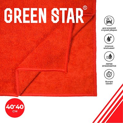 Салфетка из микрофибры 40x40 Green Star красная 250 гр/м2