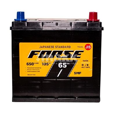 Аккумуляторная батарея 65 Ач Forse Азия (D23L) о/п 23,0*17,9*22,0 