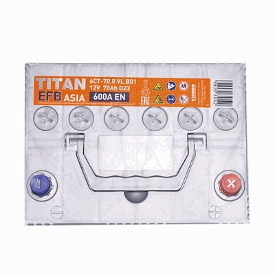 Аккумуляторная батарея 70 Ач Титан Asia EFB (D23) о/п B01 23,0*17,5*22,3