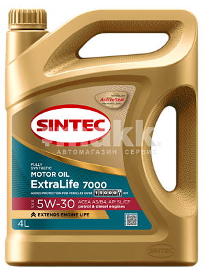 Масло моторное SINTEC EXTRALIFE 7000 синт 5W40 SN/CF A3/B4 4л