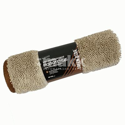 Салфетка из микрофибры 35x35 Green Star бежевая с коричневым 600 гр/м2