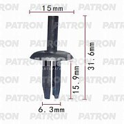 Клипса пластмассовая Chevrolet, Chrysler, Daewoo, Ford, GM, Opel внутр.отд. P37-0695 Patron