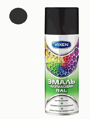 Краска-спрей VIXEN эмаль акриловая черный янтарь 520мл (RAL9005) VX39005