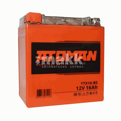 Мото аккумулятор ATOMAN Nano Gel 12V 16Ah (YTX16-BS)