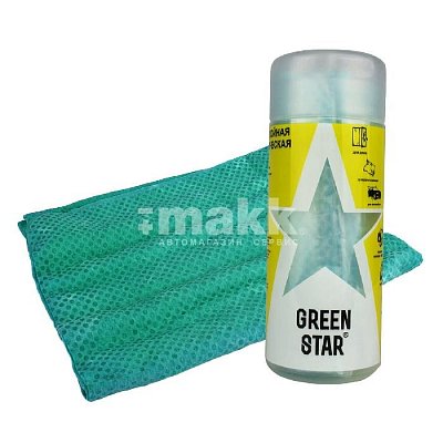 Салфетка из замши в тубе 43х66 Green Star зеленая многослойная