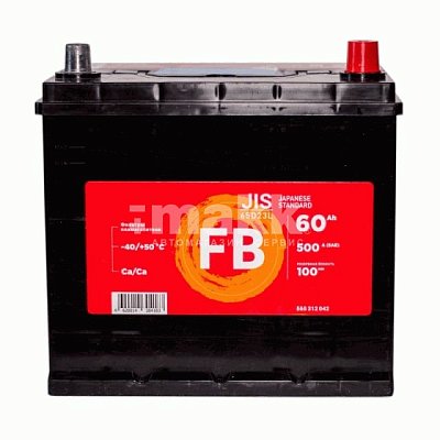 Аккумуляторная батарея 60 Ач FB Азия (65D23L) о/п 23*17,2*22