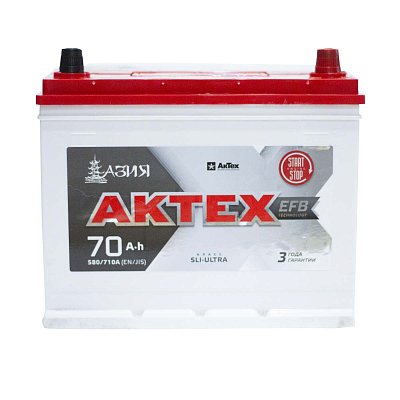 Аккумуляторная батарея 70 Актех Азия EFB (75D23L) о/п 23,2*17,5*22,5