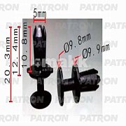 Клипса пластмассовая Audi, Porsche, Seat, Skoda, VW бампер, решётки P37-0203 Patron