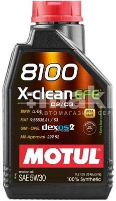 Масло моторное Motul Авто 8100 X-CLean EFE 5w30 API SN, ACEA C2/C3 1л 109470/107210