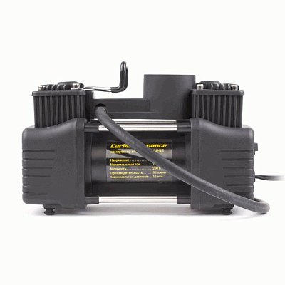 Компрессор  50л/мин 200W 12V металлический двухпоршневой, в компл 3 насадки Car Performance CP-50
