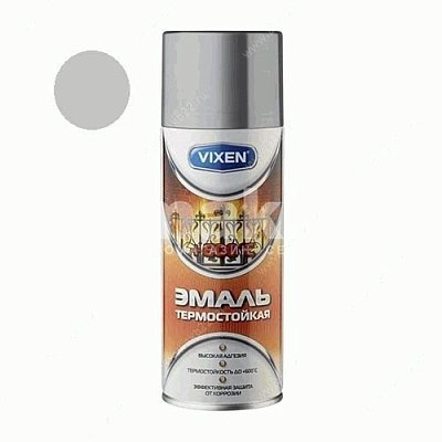 Краска-спрей VIXEN эмаль термостойкая серебристая аэрозоль 520мл VX53000