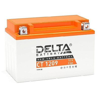 Мото аккумулятор DELTA 12В 9Ач (YTX9-BS, YTX9) п/п низкий