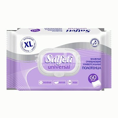 Влажные полотенца очищающие универсальные 60шт Salfeti (10уп/кор) 72586