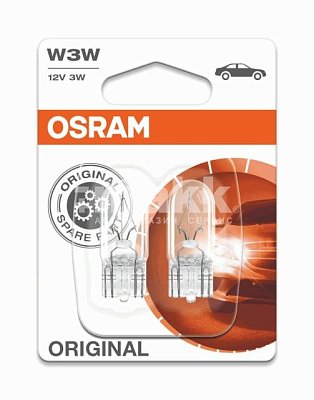 Автолампа W3W 12V OSRAM 2821-02B W2,1*9,5d (блистер 2 шт) 