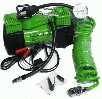 Компрессор  55л/мин 180W 12V металл переходники, сумка, шланг 4м, фонарь АЛЛИГАТОР AL-500