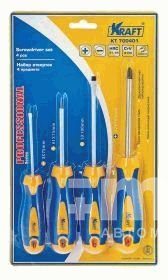 Набор отверток 4 шт. (Cr-V; двухкомп. рукоят; намагн. након) Kraft 700401