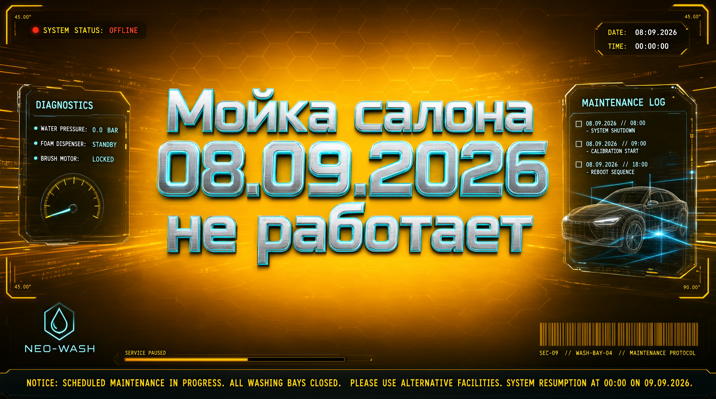 мойка не работает 08.09.2026