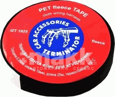 Изолента Terminator полиэстер нетканый флис черная (19мм*25м) IZT 1925 fleece Премиум
