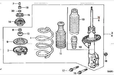 Стойка Honda FIT GD 04/05-08 перед.прав. PSA333410 PATRON