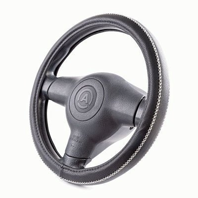 Оплётка экокожа черн/серая  Autoprofi 20шт/уп AP-1931 BK/GY (M)