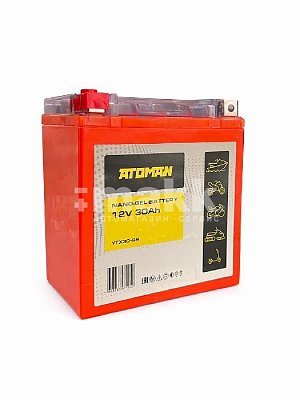 Мото аккумулятор ATOMAN Nano Gel 12V 30 Ah (YTX30-BS)