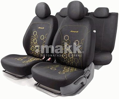 Чехлы автомоб. HOLOGRAM жаккард 11 предм 2 молн чёрн/желтые AIRBAG HOL-1102 BK/YE