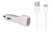 Автомобильное ЗУ USB*2 2А + кабель microUSB Continent белый ZA20-292WT /S1(3)