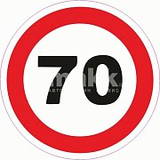 Наклейка "Ограничитель скорости" 70км/ч круглая d 14,6см (10 шт/уп) S08101041