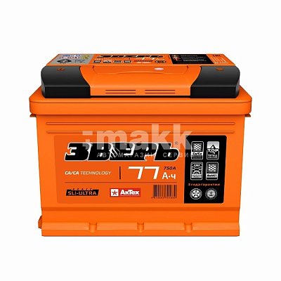 Аккумуляторная батарея 77 Ач ЗВЕРЬ п/п 27,8*17,5*19