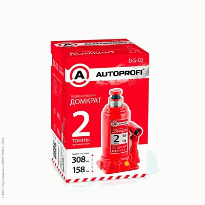 Домкрат гидрав  2т  бут. (выс под.308мм)  Autoprofi (DG-02)