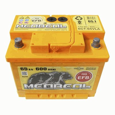 Аккумуляторная батарея 65 Ач Медведь EFB п/п  24,2*17,5*19,0