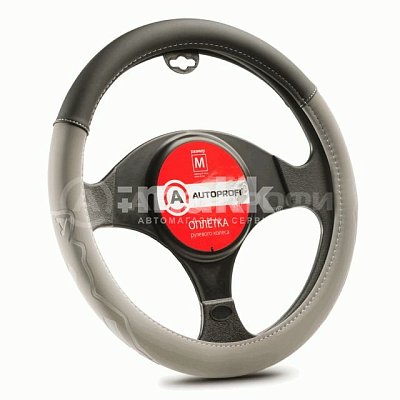 Оплетка софттач серая Autoprofi вставка из нубука АP-2022 BK/GY (M) 