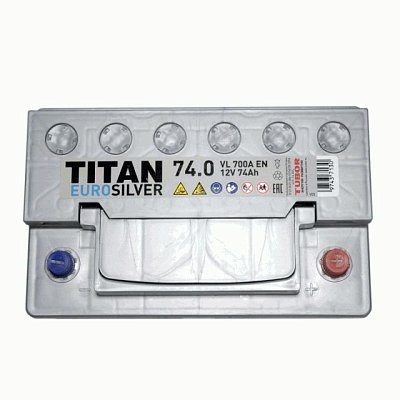 Аккумуляторная батарея 74 Ач Титан Euro Silver о/п низкий 27,6*17,5*17,5