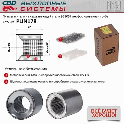 Пламегаситель коллекторный 95*80*57 перфорированный, из Нерж.стали. CBD PLIN178