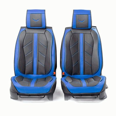 Накидки на сиденье Car Performance передние 2 шт экокожа черн/синие CUS-3012 BK/BL
