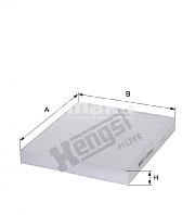 Фильтр салонный Hengst E2998LI (CU 26 009) SKODA Octavia I, II, VW Golf VII, Passat 3G2, 3G5