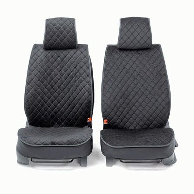 Накидки на сиденье Car Performance передние 2 шт алькантара черные 5шт/уп CUS-2012 BK/BK