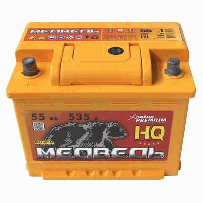 Аккумуляторная батарея 55 Ач Медведь VLA Ca/Ca п/п   24,2*17,5*19