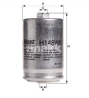 Фильтр топливный Hengst H148WK (WK 725) AUDI 80 (89/8C, B3+B4), A4 (8D, B5), A6 (4A/C4), A8 (4D)
