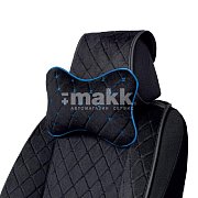Подушка "косточка" алькантара с контрастн. прострочкой чер/синий 30*20см AUTOPROFI ALC-100NP BK/BL