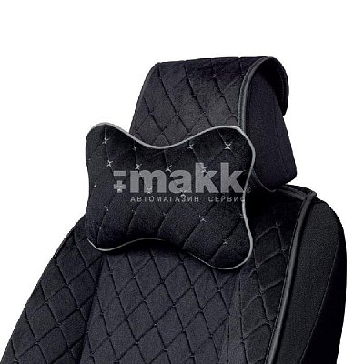 Подушка "косточка" алькантара с контрастн. прострочкой чер/сер 30*20см AUTOPROFI ALC-100NP BK/GY