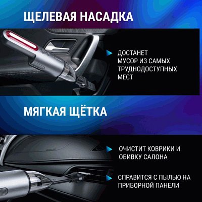 Пылесос беспроводной ROBOVOLT V8,100W 2 насадки,LED фонарь,магн.крышка,зарядка Type-C 5V 1,8A, сумка