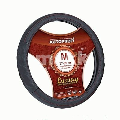 Кожаная оплётка рулевого колеса AP-1070 BK/BK (M)