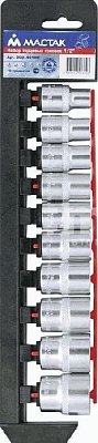 Набор торцевых головок 1/2", 10-24 мм, 10 предметов Мастак 000-4010H