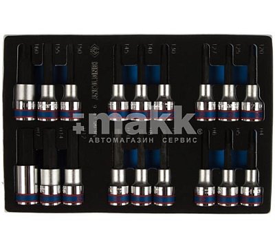 Набор торцевых насадок 1/2", TORX, ложемент, L = 80 мм, 18 предметов King Tony 9-4138PRV