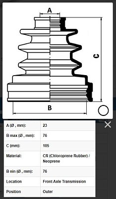 Пыльник ШРУСа Mazda Mazda 3 2,0 Передн. Наружн. CD25015 JIKIU