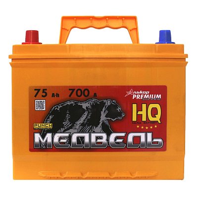 Аккумуляторная батарея 75 Ач Медведь (90D26R) VLA Ca/Ca п/п 26,0*17,3*22,0