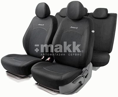 Чехлы автомоб. JACQARD жаккард 11 предм 2 молн чёрные AIRBAG JAC-1102 Attache